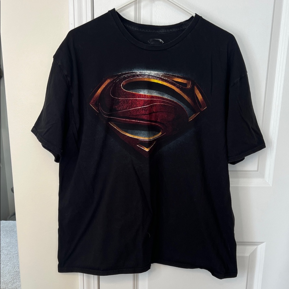 Man of Steel Superman Logo Black T-Shirt